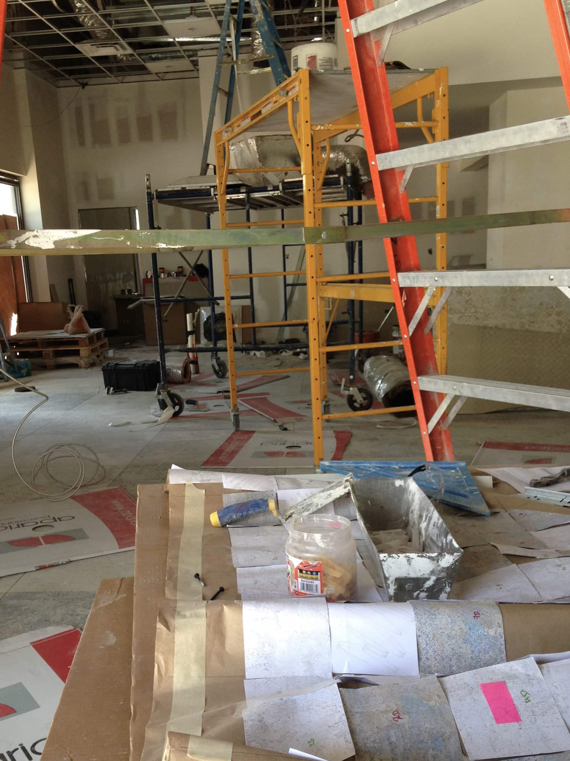 Café Crème Miami Restaurant - before picture of the construction with scaffolding Café Crème Miami Restaurant - before picture of the construction with scaffolding