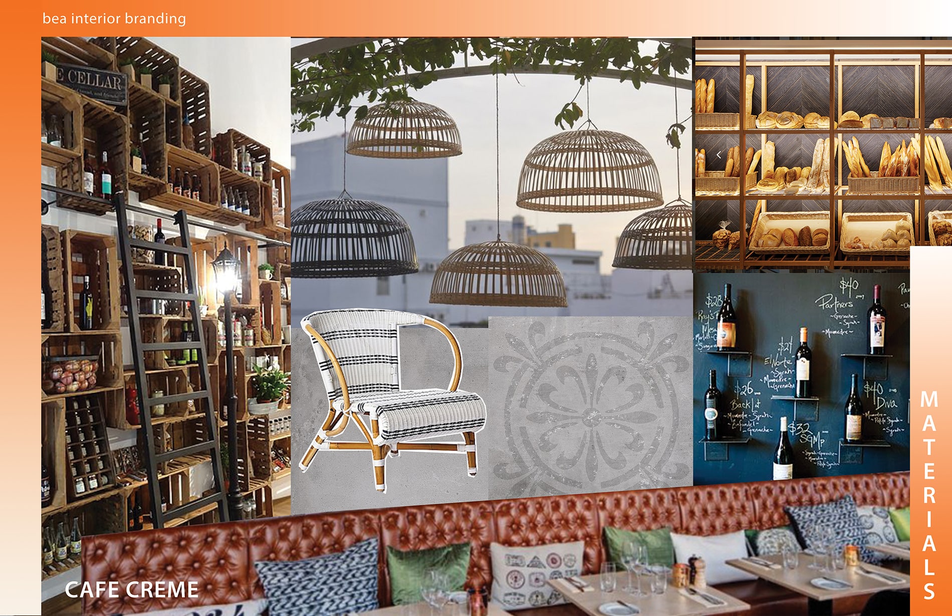 Café Crème Miami Restaurant - picture of a mood board for the restaurant with furniture, design by Beatrice Leupold Café Crème Miami Restaurant - picture of a mood board for the restaurant with furniture, design by Beatrice Leupold